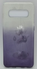 Накладка для Samsung Galaxy S10 Plus силикон с блестками цветы в ассортименте