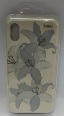 Накладка для i-Phone XS Max Silicone icase с рисунками, бежевый