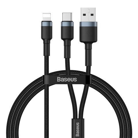 Кабель-переходник Baseus Cafule Lightning на Type-C/USB 1м CATKLF-ELG1 серо-черный