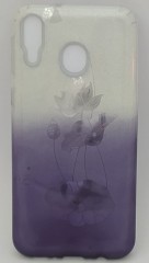 Накладка для Samsung Galaxy M20 силикон с блестками цветы в ассортименте