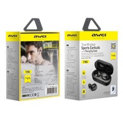 Беспроводные наушники TWS Awei T16 IPX4/BT5.0/40mAh/4ч черные
