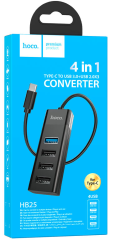 USB-C хаб Hoco HB25 4 порта 3 USB2.0/1 USB3.0 черный