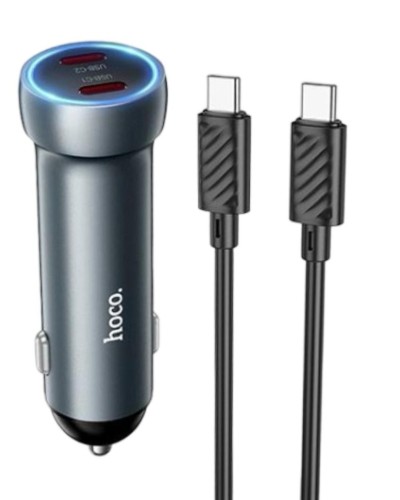 Автомобильное заряд. устр. Hoco Z54B с шнуром Type-C на Type-C 2C 60W серый