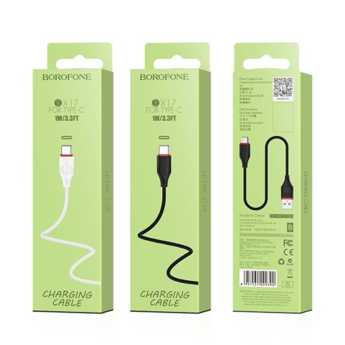 Usb Кабель-зарядка Type-C Borofone X17 1м белый