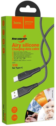 Usb Кабель-зарядка Type-C Hoco X58 Silicone 2A 1м мягкий силиконовый черный