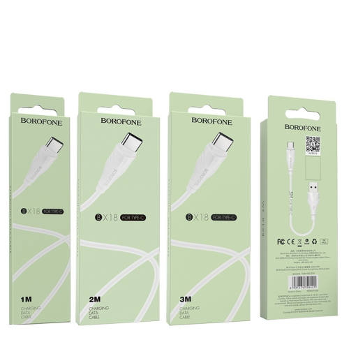 Usb Кабель-зарядка Type-C Borofone BX18 Optimal 2A 1м силиконовый белый