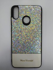 Накладка для Huawei Honor 8C силикон кожзам с блестками