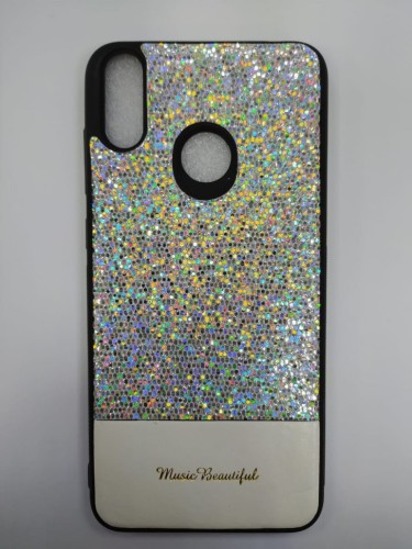 Накладка для Huawei Honor 8C силикон кожзам с блестками