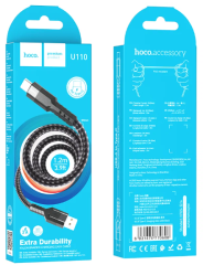 Usb Кабель-зарядка Type-C Hoco U110 3A 1.2м тканевый черный