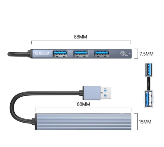 USB-хаб Orico AH-A13 4xUSB3.0 серый