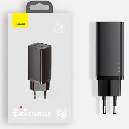Сетевое зар. устр. Baseus GaN2 Lite Quick Charger 1USB/1C 65W (CCGAN2L-B01) черное
