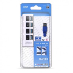 USB 3.0 хаб с выключателями, 4 порта, СуперЭконом, черный, SBHA-7304-B
