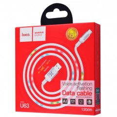 Usb Кабель-зарядка Type-C Hoco U63 Voice activation flashing 3A 1.2м армированный белый