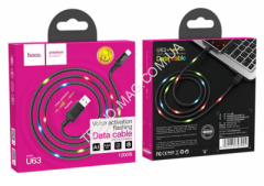 Usb Кабель-зарядка Type-C Hoco U63 Voice activation flashing 3A 1.2м армированный чёрный