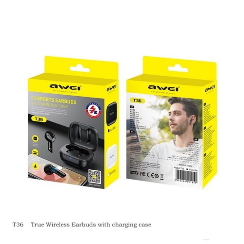 Беспроводные наушники TWS Awei T36 TWS IPX4 V5.0 сенсорные белый