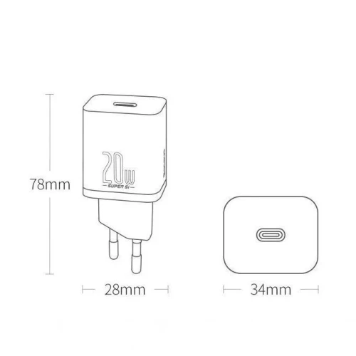 Сетевое зар. устр. Baseus Super Si Quick Charger 1C 20W EU (CCSUP-B01) черное