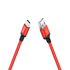Usb Кабель-зарядка Type-C Hoco X14 Times speed 3A 2м в тканевой оплётке красный