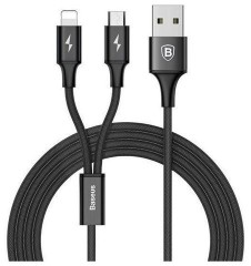 Usb Кабель-зарядка Micro+Lightning Baseus Rapid 1.2м (CAML-SU01) черный
