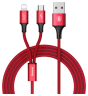 Кабель-зарядка Baseus Rapid 2в1 Micro/Lightning 3A 1.2м (CAML-SU09) красный