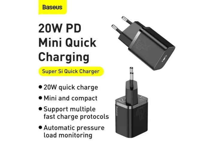 Сетевое зар. устр. Baseus Super Si 1C кабель Lightning 20W TZCCSUP-B01 черное