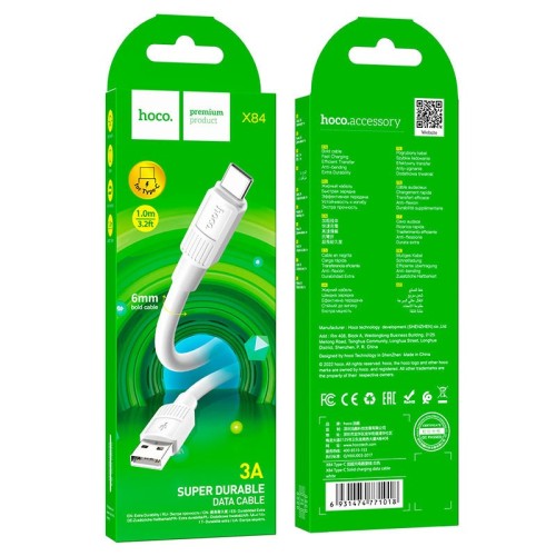 Usb Кабель-зарядка Type-C Hoco X84 3A 1м белый