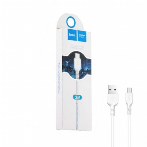 Usb Кабель-зарядка Type-C Hoco X20 Flash 2.4A 3м силиконовый белый