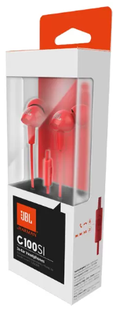 Наушники с микрофоном JBL C100SI 1.2м красные