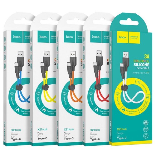 Usb Кабель-зарядка Type-C Hoco X21 Plus 3A 2м мягкий силиконовый белый