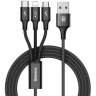 Usb Кабель-зарядка Micro+Lightning+Type-C Baseus Rapid 3A 1.2м (CAMLT-SU01) черный