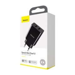 Сетевое зар. устр. Baseus Mini Dual U 2USB 2.1A 10.5W (CCFS-R01) черное