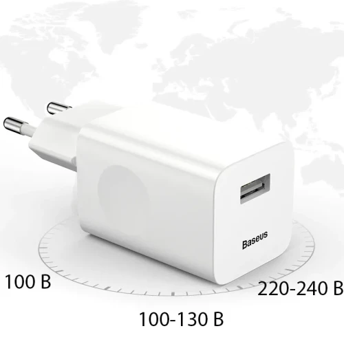 Сетевое зар. устр. Baseus Charging Quick 1USB 3A 24W CCALL-BX02 белое