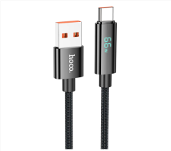 Usb Кабель-зарядка Type-C Hoco U125 с индикацией 5A 66W 1.2м черный