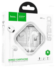 Стереонаушники Hoco M1 Max Lightning с микрофоном 1.2м белые