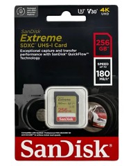 SDXC карта памяти Sandisk 256GB Extreme V30 UHS-I U3 (180 Mb/s) SDSDXVV-256G-GNCIN