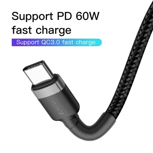 Usb Кабель-зарядка TYPE-C на TYPE-C Baseus Cafule PD2.0 1м (CATKLF-GG1) серо-черный
