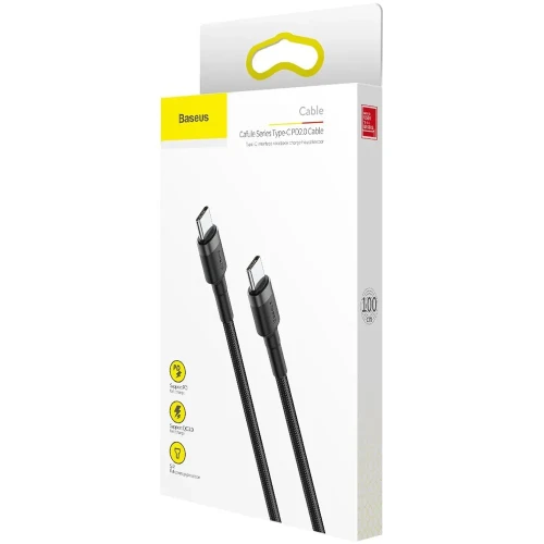Usb Кабель-зарядка TYPE-C на TYPE-C Baseus Cafule PD2.0 1м (CATKLF-GG1) серо-черный