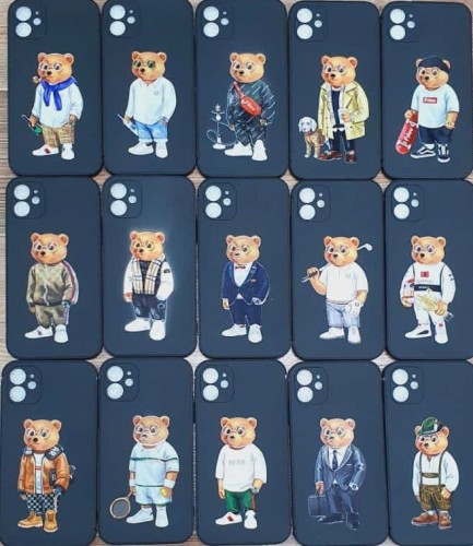 Накладка для i-Phone 11 Pro силикон чёрный с изображением медведя