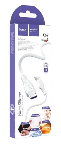 Usb Кабель-зарядка Type-C Hoco X67 Nano 5A 1м мягкий силиконовый белый