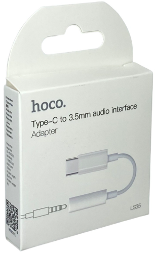 Кабель-переходник Hoco LS35 Type-C (папа) на AUX 3.5мм (мама) белый
