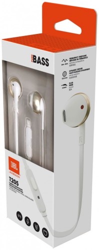 Наушники с микрофоном JBL T205 1.2м розовое золото