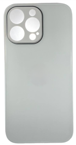 Чехол-накладка для i-Phone 14 Pro силикон (стеклянная крышка) белая