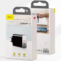 Сетевое зар. устр. Baseus Speed PPS Smart Shutdown 1USB+1C 5A 45W (CCFSEU907-01) черное