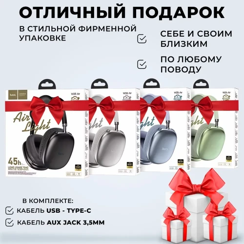 Стереонаушники Bluetooth полноразмерные Hoco W35 Air Light V5.3/45ч синий