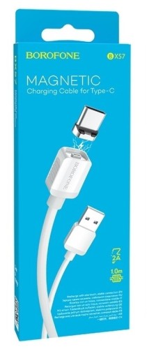 Usb Кабель-зарядка магнитный Type-C Borofone BX57 Effective 2A 1м силиконовый белый
