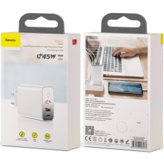 Сетевое зар. устр. Baseus Speed PPS Smart Shutdown 1USB+1C 5A 45W (CCFSEU907-02) белое