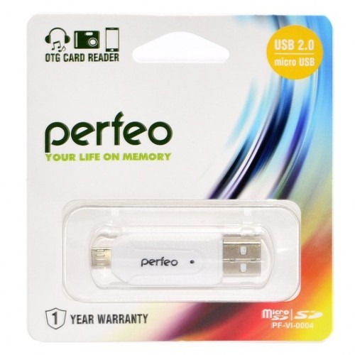 Картридер USB3.0 MicroSD/SD/MMC/MS/M2 + Micro OTG Perfeo (PF-VI-O004) белый