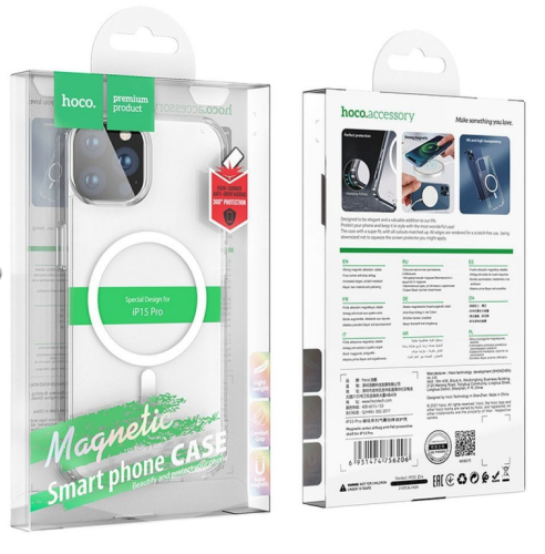 Накладка для i-Phone 15 Pro Hoco Magnetic series силикон прозрачный