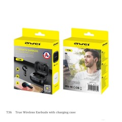 Беспроводные наушники TWS Awei T36 IPX4/BT5.0/45mAh/4ч черные