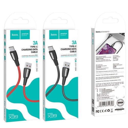 Usb Кабель-зарядка Type-C Hoco X39 3A 1м чёрный