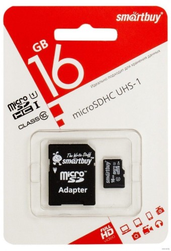micro SDHC карта памяти Smartbuy 32GB Class 10 LE (с адаптером SD)